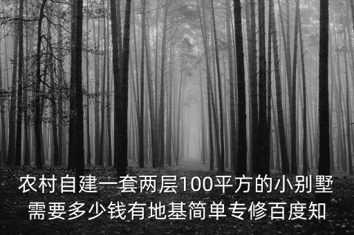 农村自建一套两层100平方的小别墅需要多少钱有地基简单专修百度知