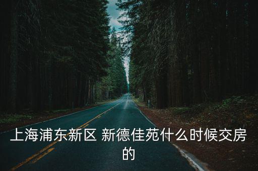 上海浦东新区 新德佳苑什么时候交房的