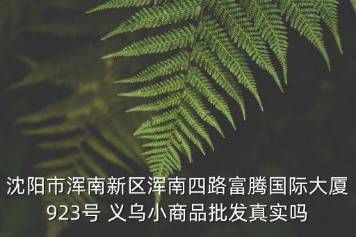 沈阳市浑南新区浑南四路富腾国际大厦923号 义乌小商品批发真实吗