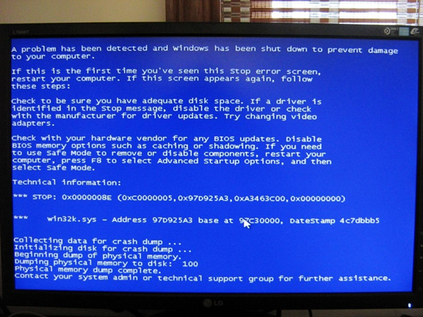 关于电脑蓝屏代码0x0000008E怎么办